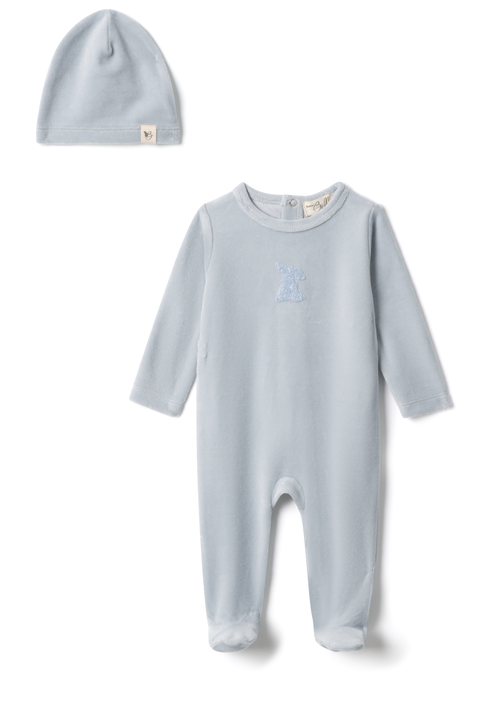 Boy Bunny Applique Velour Romper (Baby)