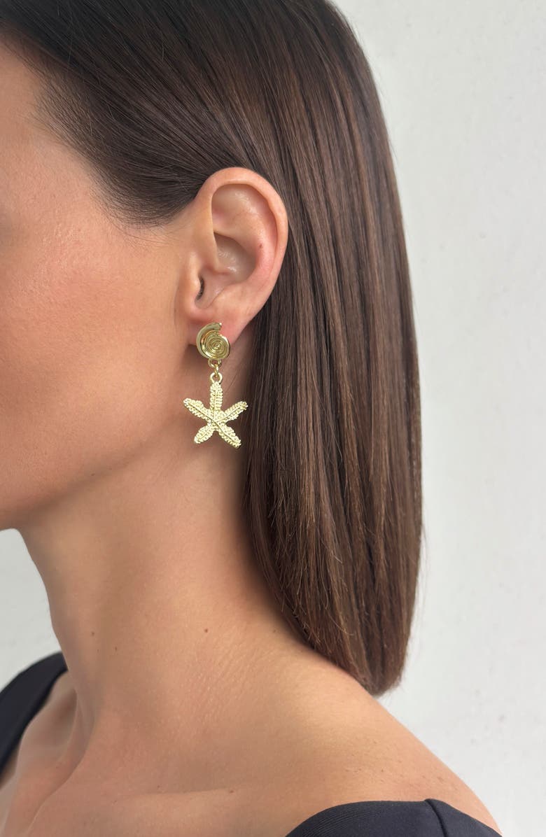 Adornia Starfish & Shell Mismatched Drop Earrings, Alternate, color, Gold