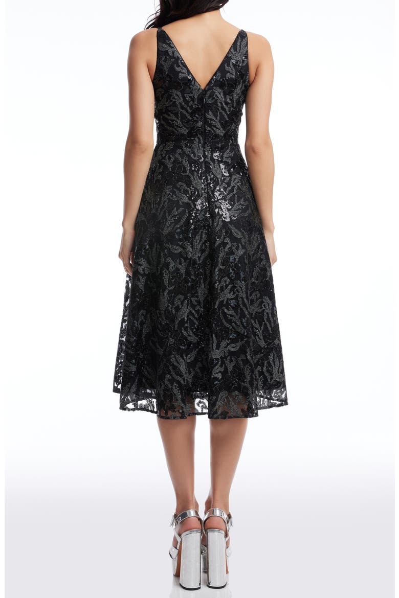 Elisa Sequin Fit & Flare Cocktail Dress, Alternate, color, BLACK MULTI