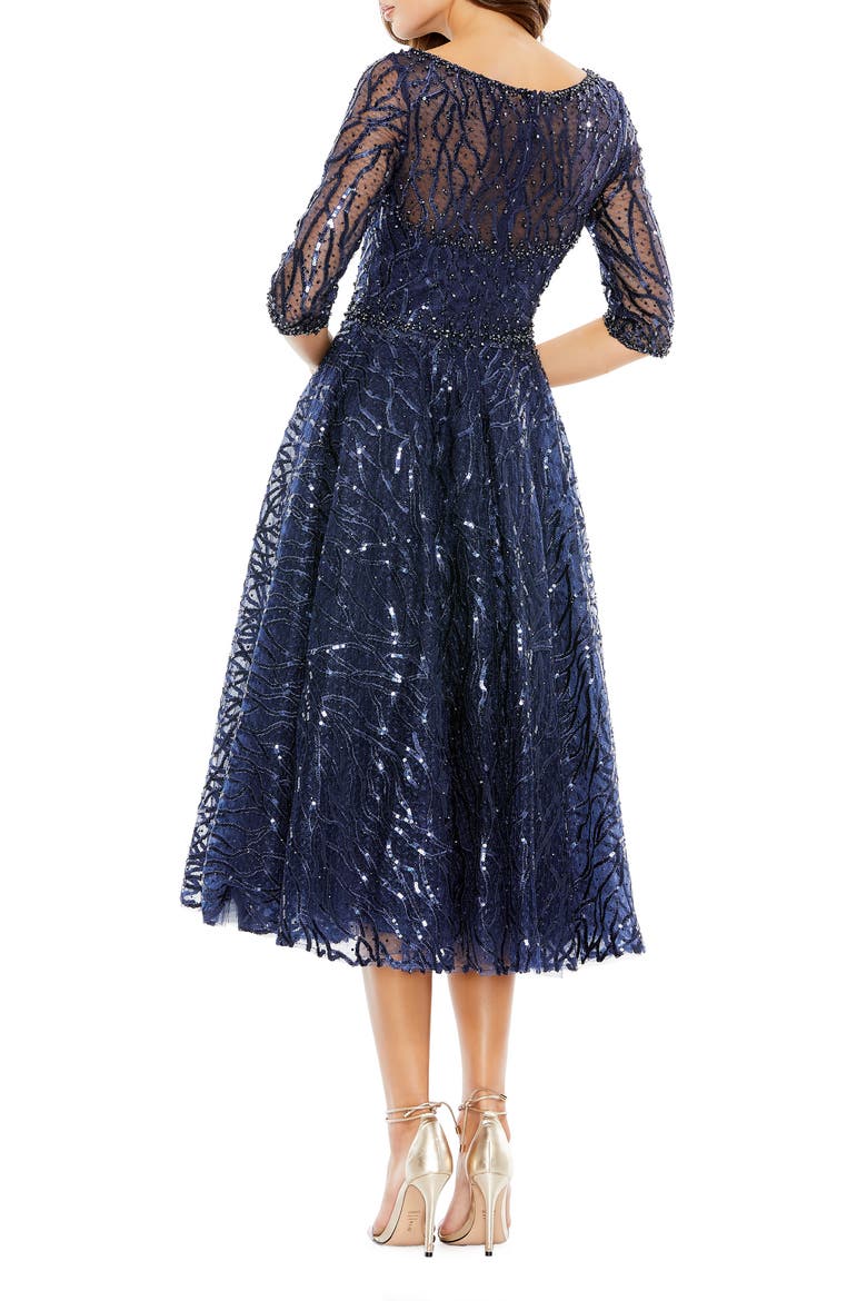 Sequin Embellished Midi Dress, Alternate, color, NAVY