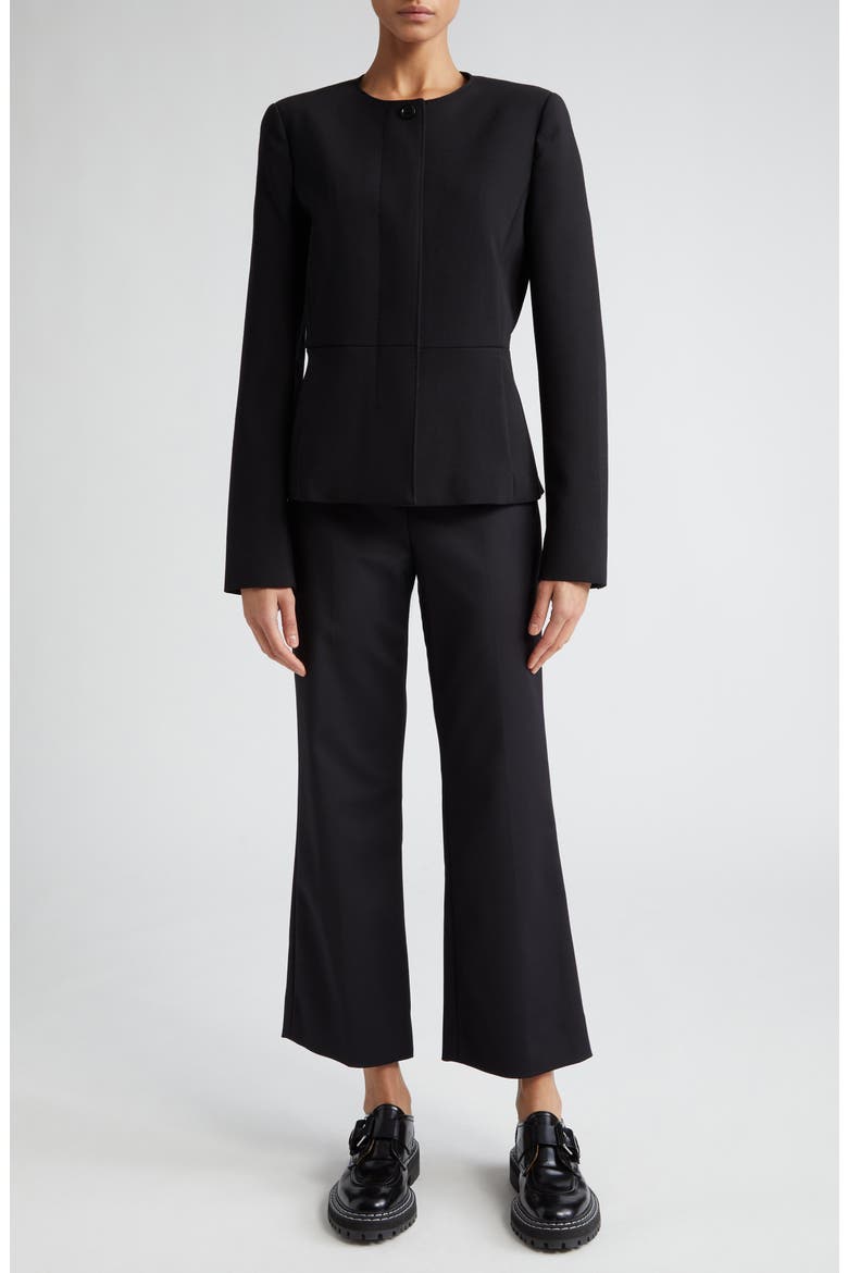 Nepeta Stretch Virgin Wool Flare Leg Ankle Trousers, Alternate, color, BLACK