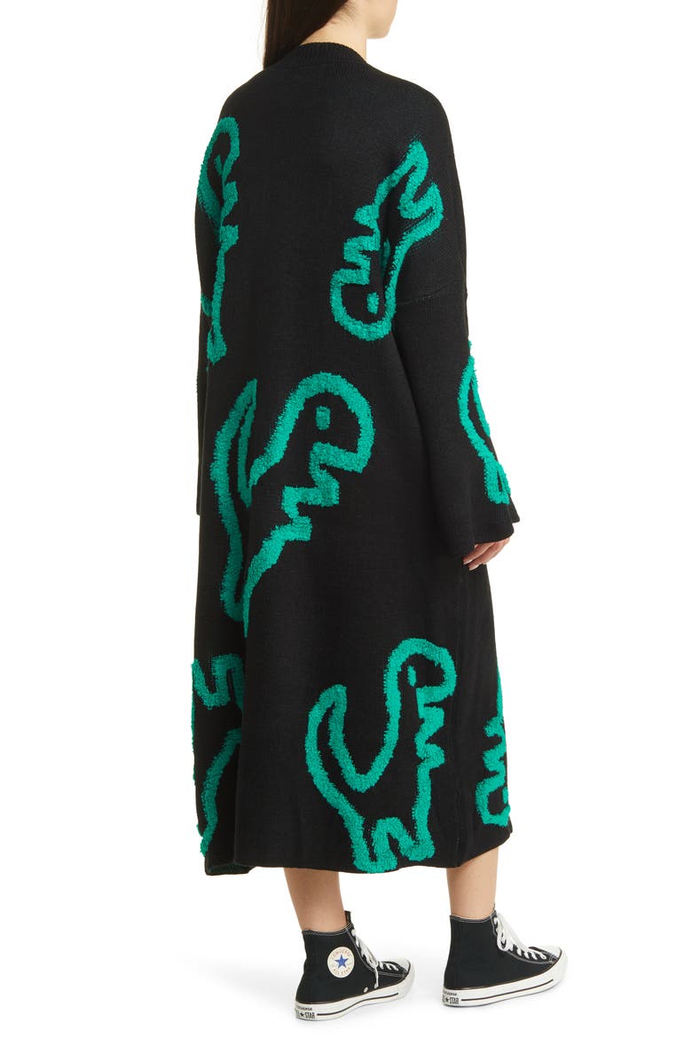 Rawr Means I Love You Long Sleeve Oversize Sweater Dress, Alternate, color, BLACK
