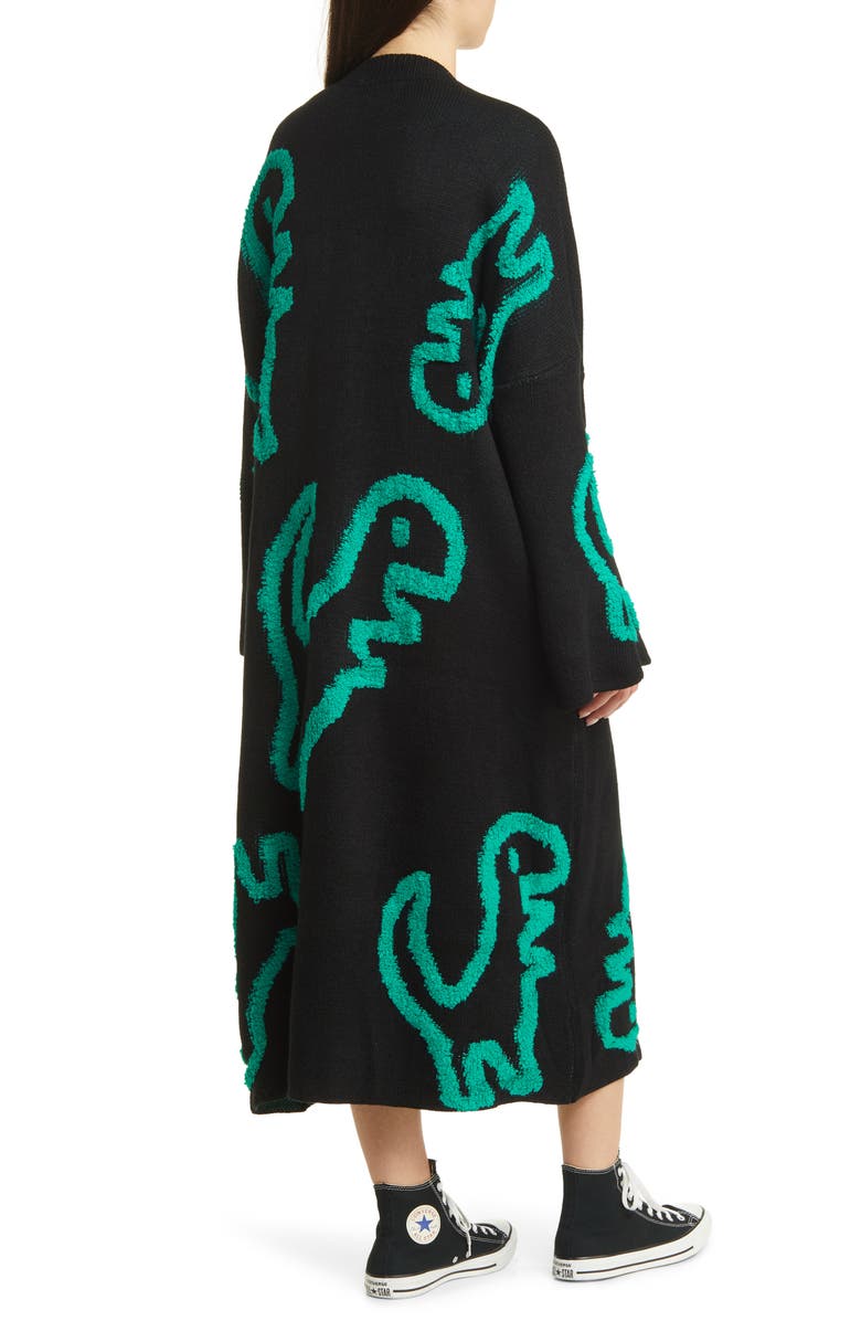 Dressed in Lala Rawr Means I Love You Long Sleeve Oversize Sweater Dress, Alternate, color, Black