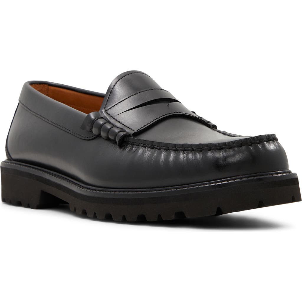 Brooks Brothers Bleecker Lug Sole Penny Loafer In Black