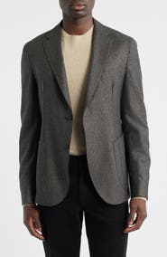 BOSS Hanry Slim Fit Brown Microcheck Virgin Wool Sport Coat