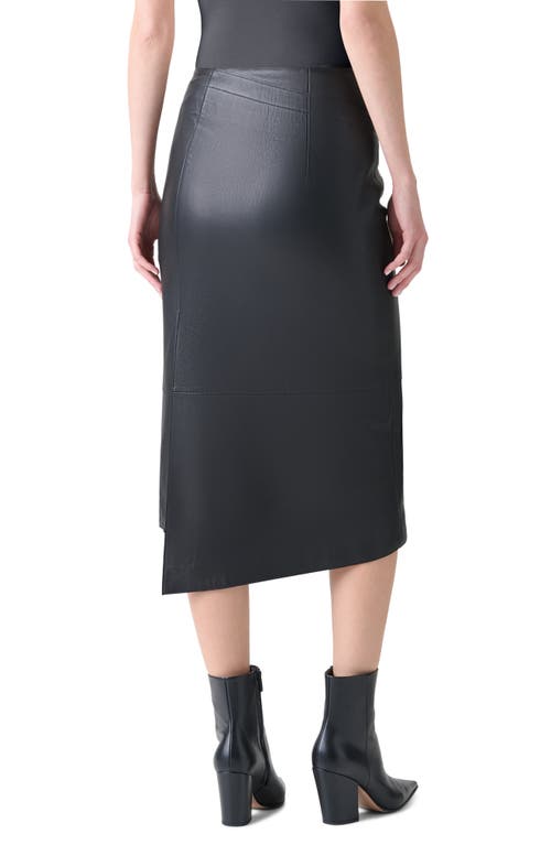 Akris Asymmetric Trapezoid Nappa Leather Midi Skirt In Black