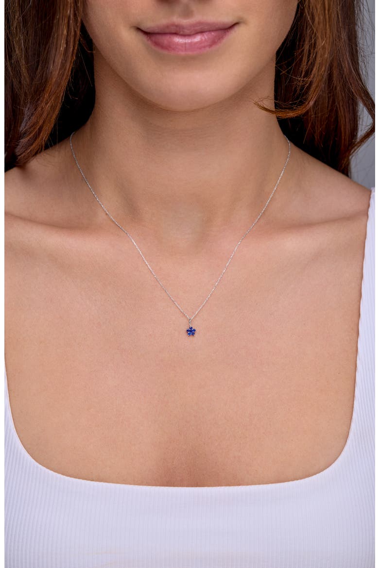 El Mar 18K Gold Gemstone Flower Pendant Necklace, Alternate, color, 18K WHITE GOLD SAPPHIRE