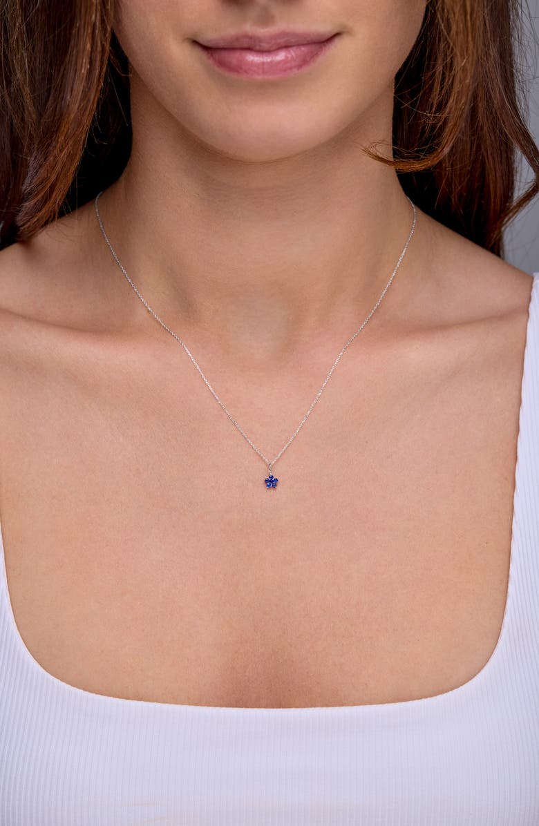 Bony Levy El Mar 18K Gold Gemstone Flower Pendant Necklace, Alternate, color, 18K White Gold Sapphire