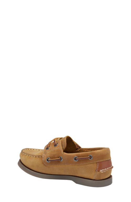 Johnston & Murphy Kids' Zeke Boat Shoe In Light Tan Oiled Full Grain
