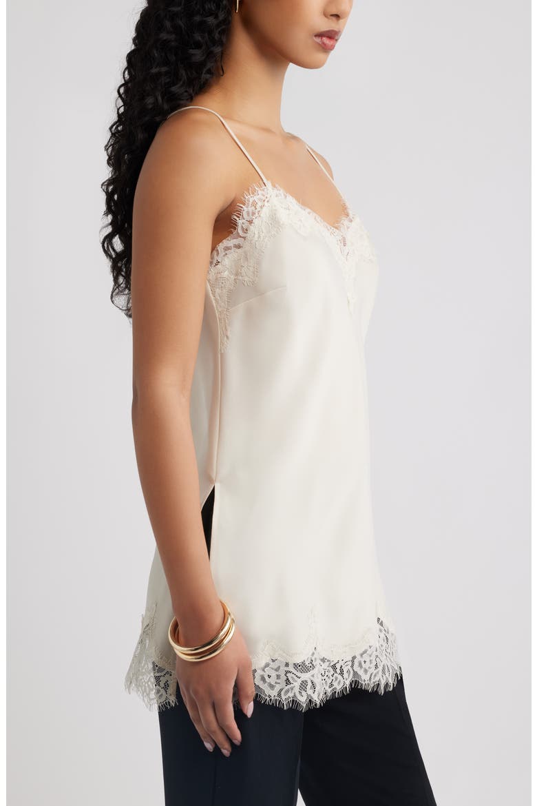 Lace Trim Satin Camisole, Alternate, color, IVORY DOVE