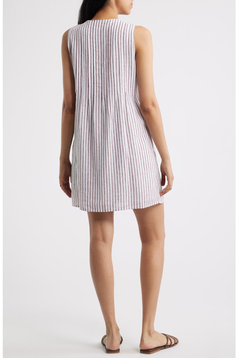 Pintuck Button Front Dress, Alternate, color, COCOA BROWN STRIPE