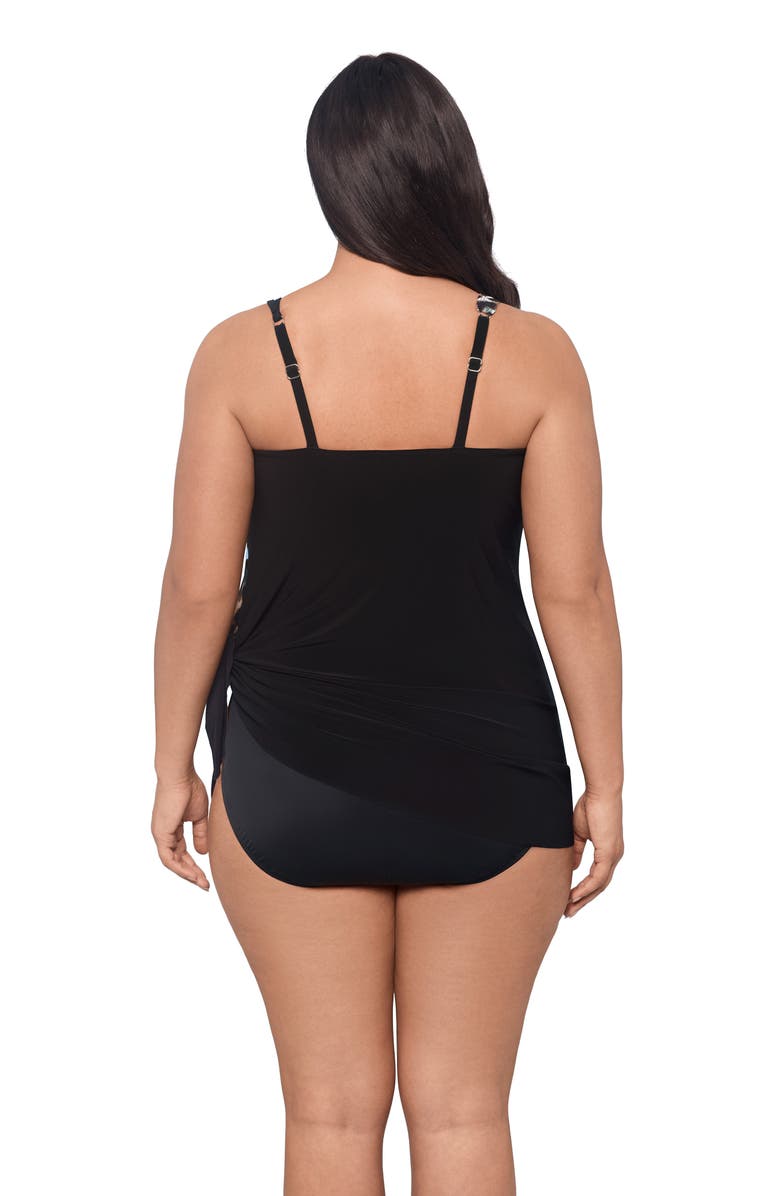 Trimshaper Brianna Adjustable Side-Tie Coverage Plus Size Swimdress, Alternate, color, Leopard In The Mist Ombre