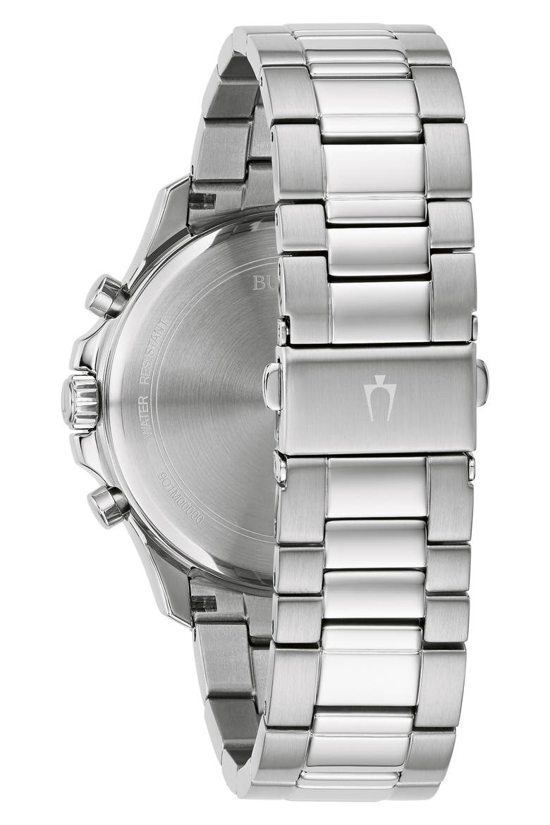 Bracelet Strap Chronograph Watch, 43mm, Alternate, color, SILVER