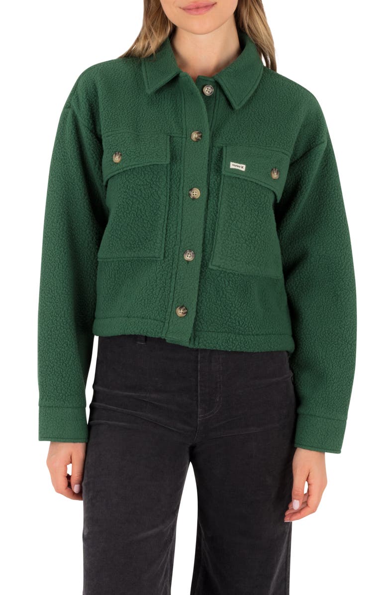 Hurley Pit Stop Polar Fleece Shirt Jacket, Main, color, Eden