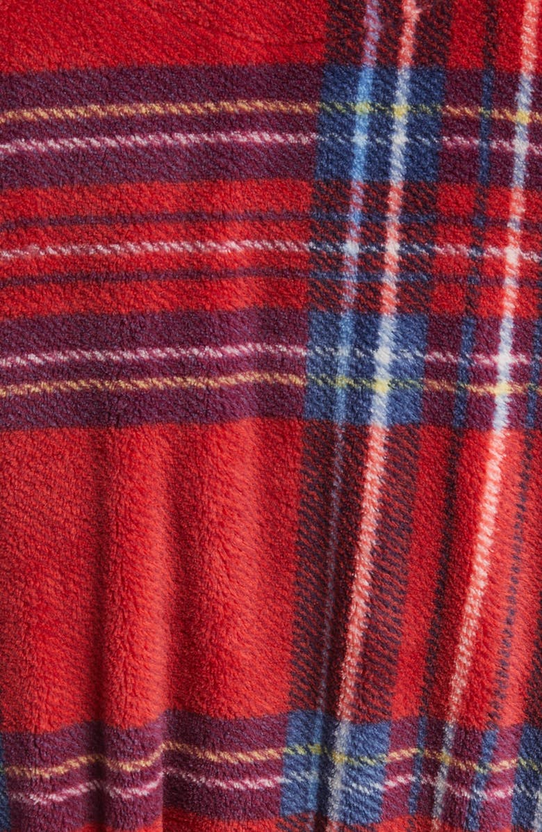Majestic International Plaid Shawl Collar Fleece Robe, Alternate, color, Cherry