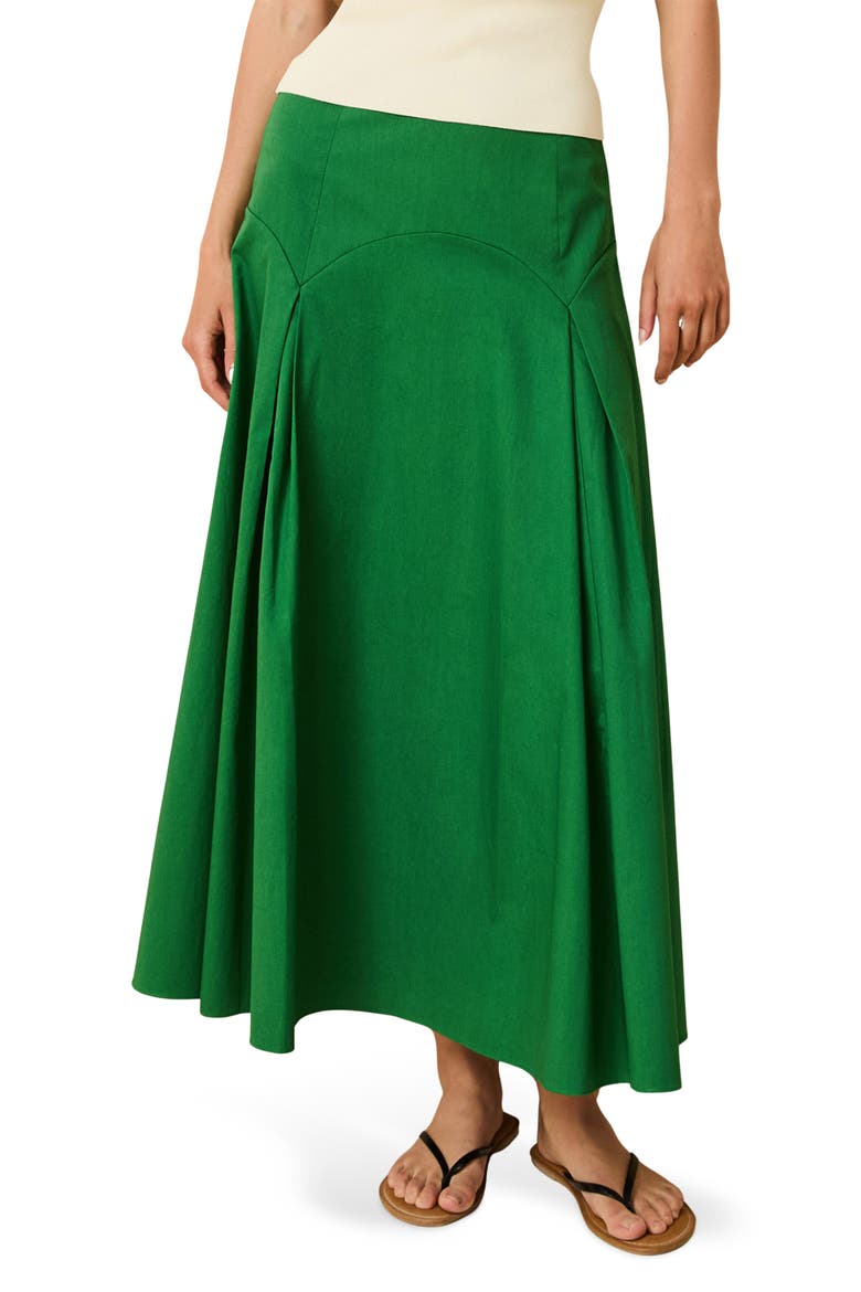 The Gael Pleated Maxi Skirt, Main, color, TENNIS GREEN