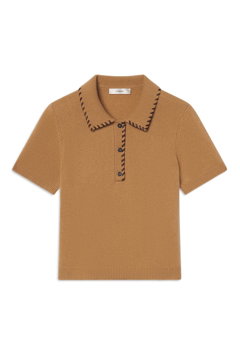 Leather Whipstitch Wool & Cashmere Sweater, Main, color, CAMEL