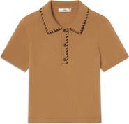 FRAME Leather Whipstitch Wool 
Cashmere Sweater