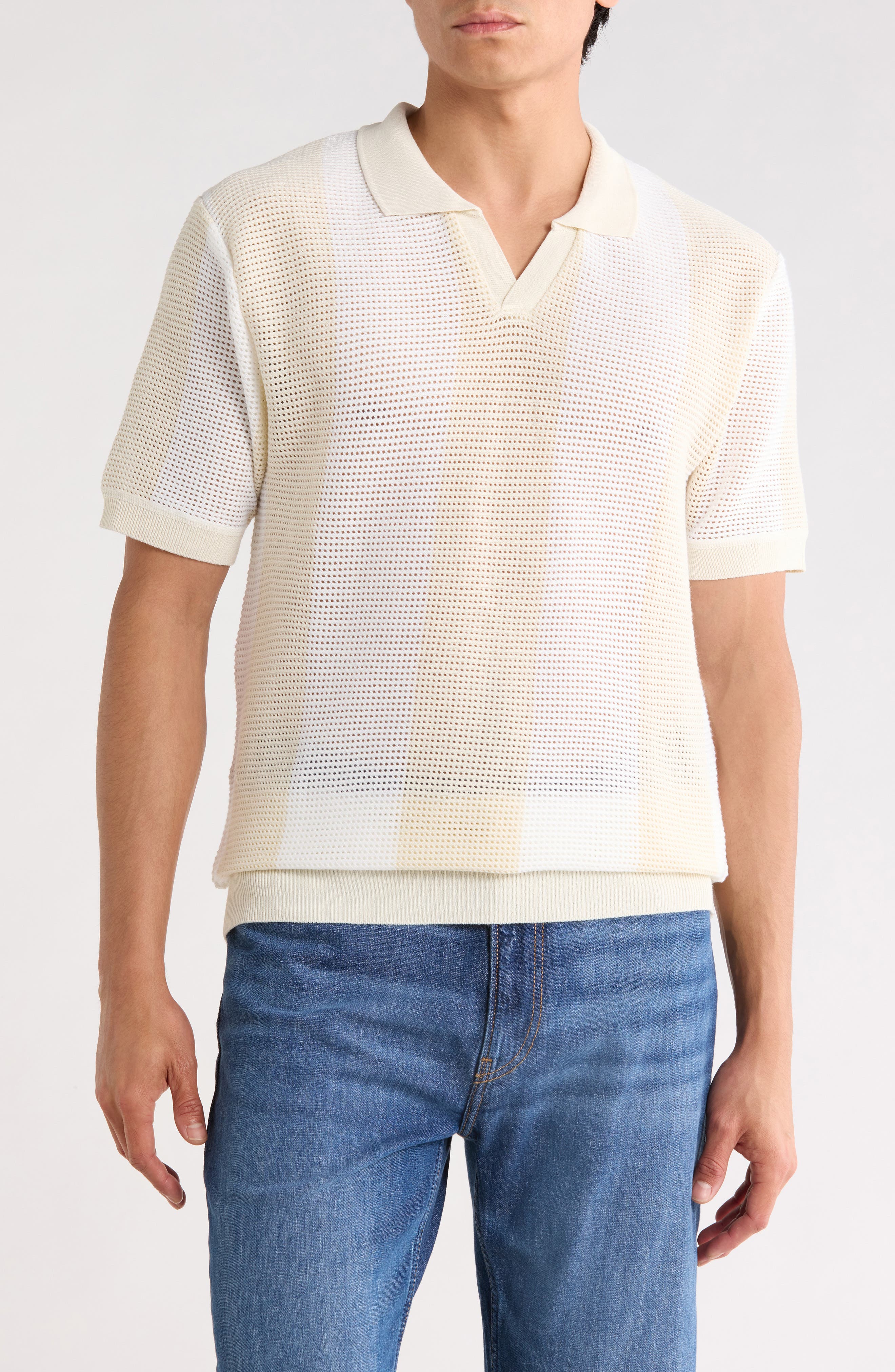 Johnny Collar Short Sleeve Knit Sweater - image 3