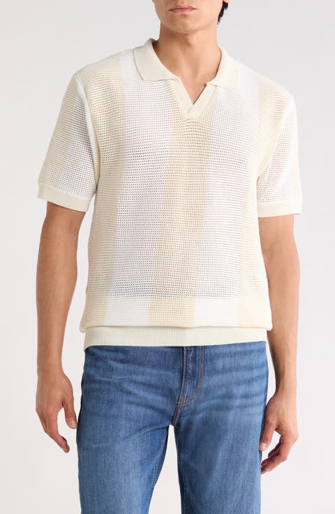 Johnny Collar Short Sleeve Knit Sweater