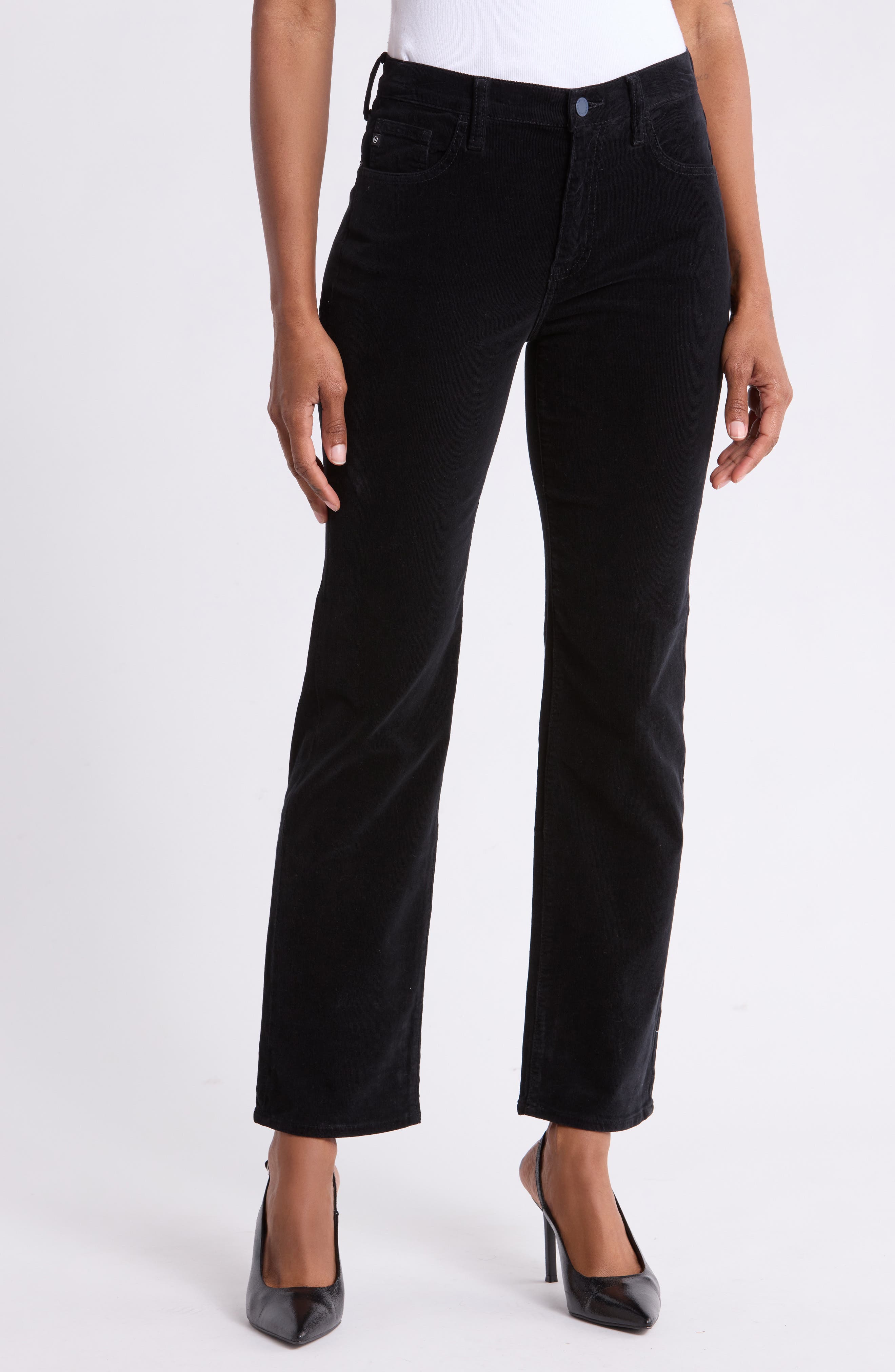 Brinley Mid Rise Straight Leg Corduroy Pants
