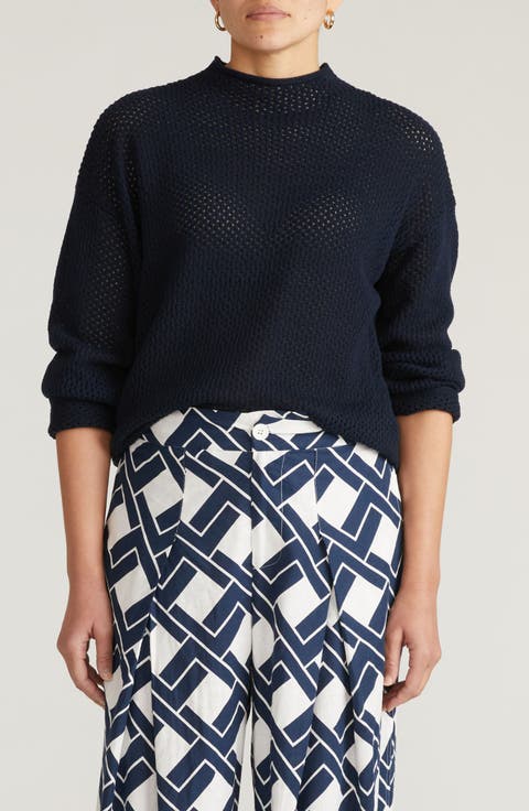 Positano Cotton Pointelle Sweater (Regular & Plus)