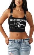 True Religion Buddha Rib Crop Overal Buckle Tank