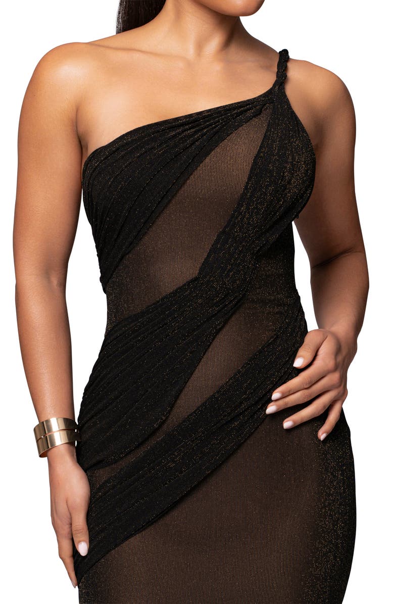 JLUXLABEL Alari One-Shoulder Sparkle Mesh Gown, Alternate, color,