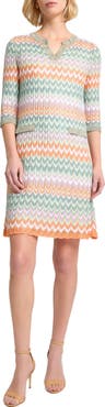 Misook Pointelle Zigzag Knit Shift Dress