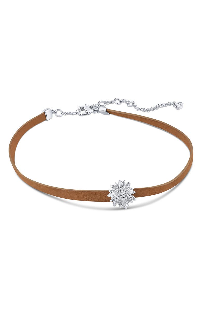 CZ by Kenneth Jay Lane Pavé Cubic Zirconia Sunflower Choker Necklace, Main, color, 