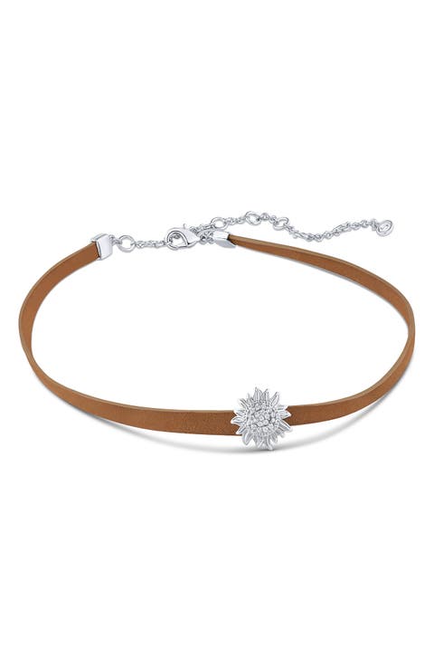 Pavé Cubic Zirconia Sunflower Choker Necklace