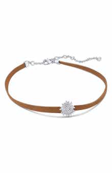 CZ by Kenneth Jay Lane Pavé Cubic Zirconia Sunflower Choker Necklace
