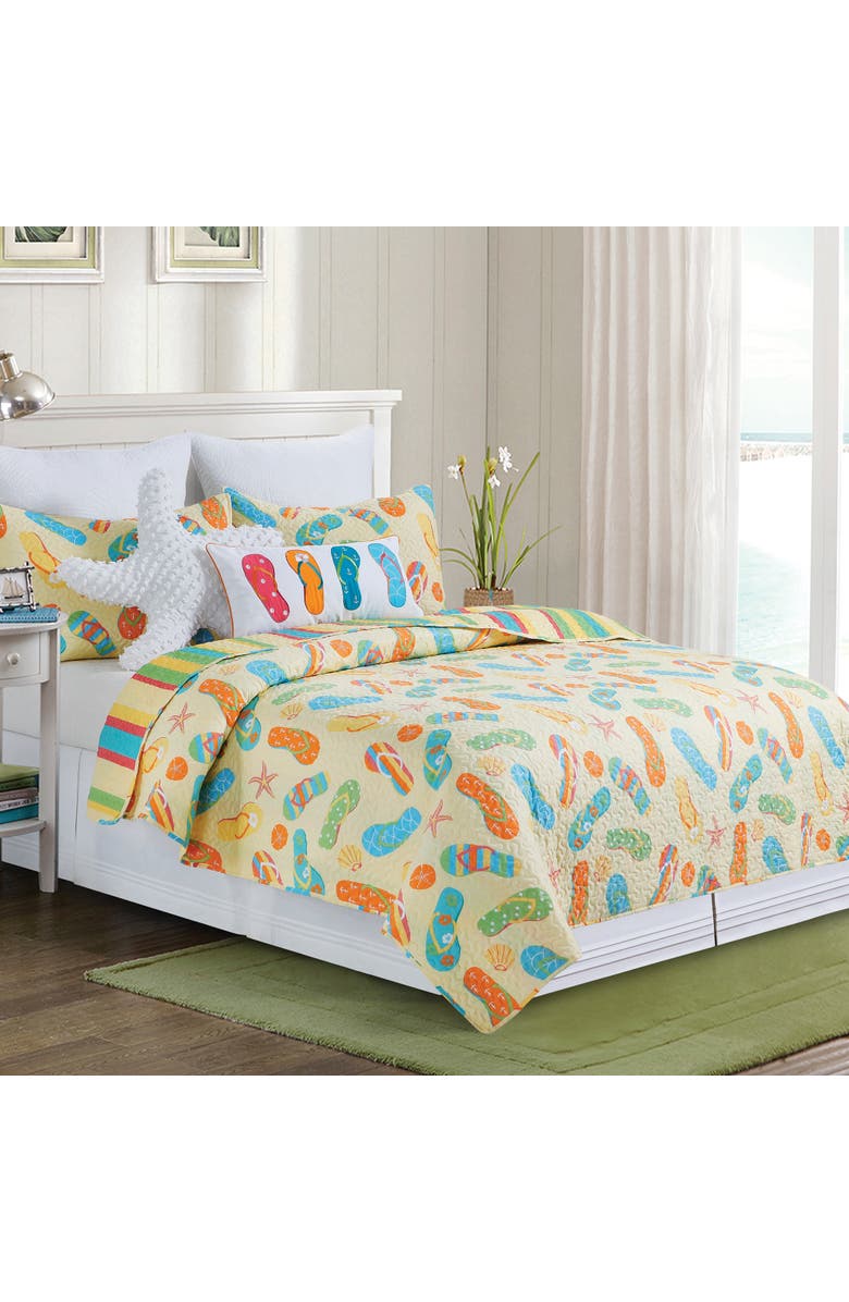 C&F Home Sunny Splash Flip Flops Quilt Set, Main, color, Yellow
