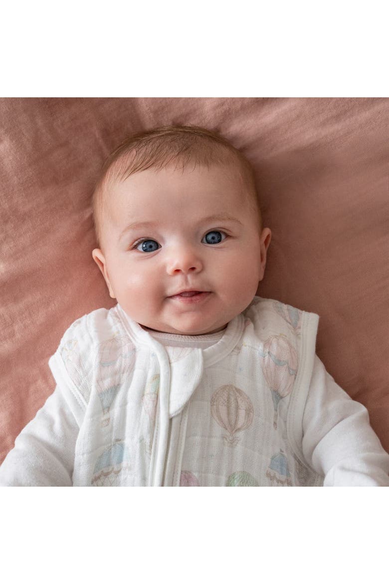 Organic Cotton Muslin Wearable Blanket, Alternate, color, ABOVE THE CLOUDS PINK