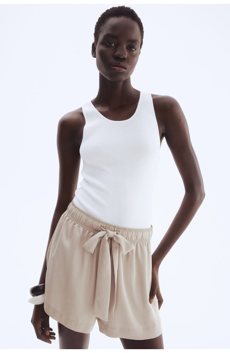 H&M Twill drawstring shorts, Alternate, color, Beige