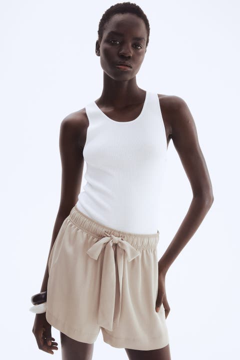 Twill drawstring shorts