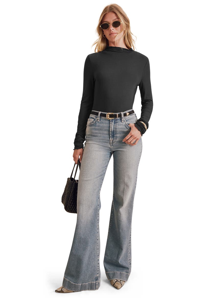 Long Sleeve Mock Neck Top, Alternate, color, BLACK