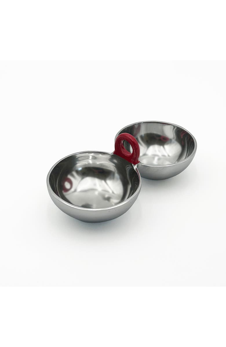 Lunares San Miguel 2 Part Salsa Bowl, Main, color, Silver