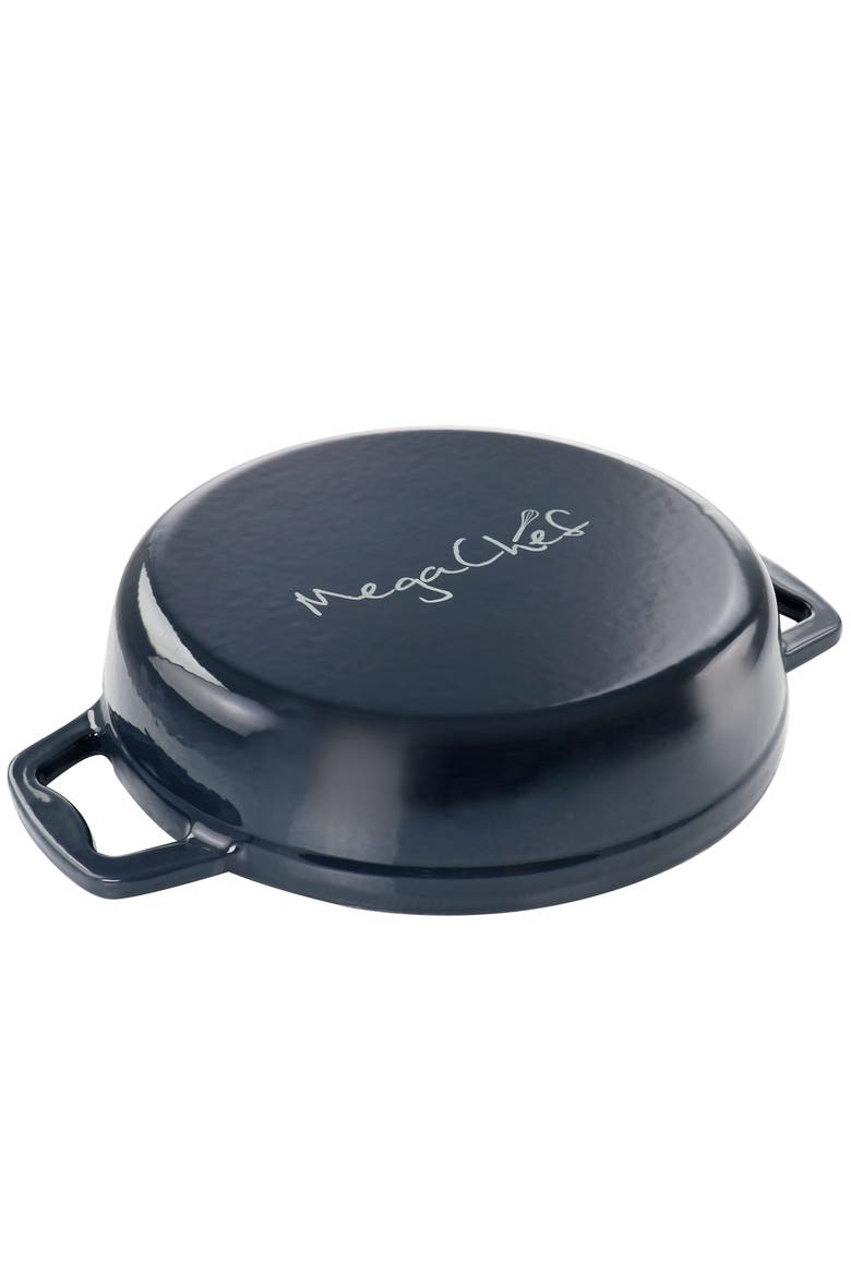 2 Quart Round Enameled Cast Iron Braiser Pan, Alternate, color, Dark Blue