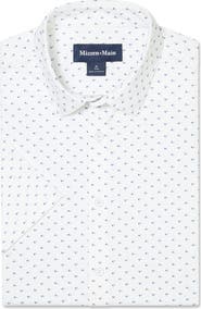 Mizzen+Main Haylard Trim Fit White Tossed Triangle Short Sleeve Button-Up Shirt