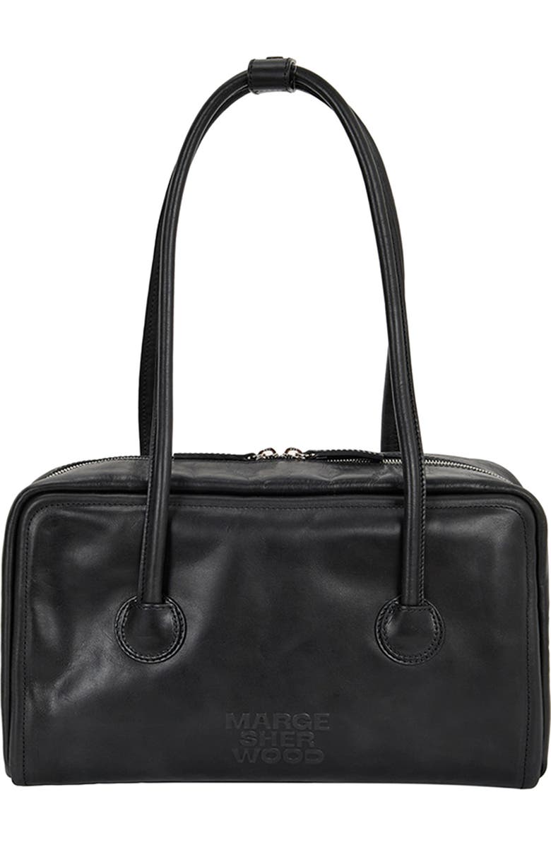 MARGESHERWOOD Boston Leather Shoulder Bag, Main, color, Black Pull-Up