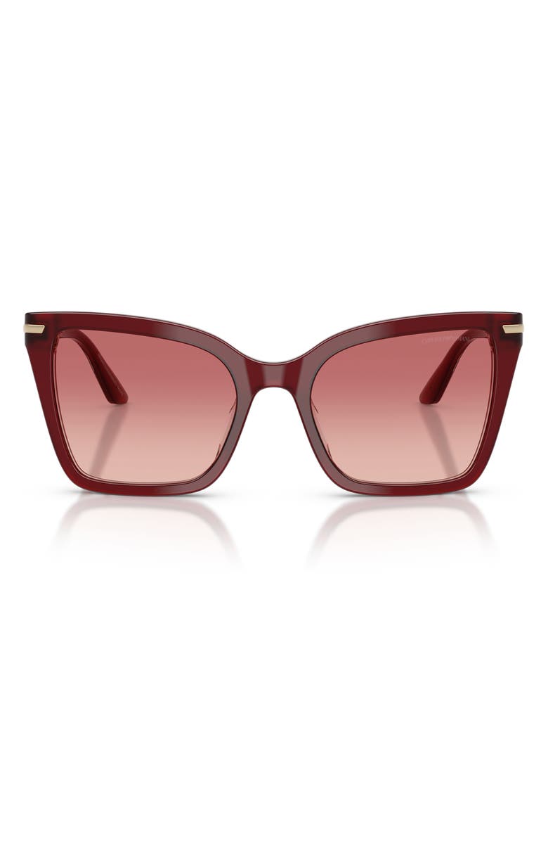 Emporio Armani 53mm Gradient Square Sunglasses, Main, color, Shiny Bordeaux / Pink Red