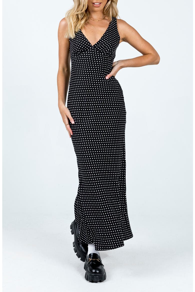 Nellie Polka Dot Maxi Dress, Main, color, BLACK POLKA DOT