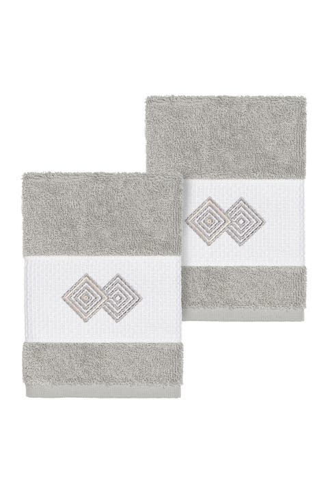 Noah Embellished Washcloth - Set of 2 - Light Grey