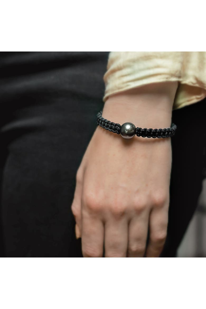 Tahitian South Sea Pearl Braided Wave Bracelet, Alternate, color, Black Pearls