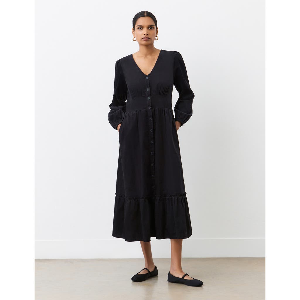 Finery London Arizona Long Sleeve Corduroy Midi Dress in Black  product