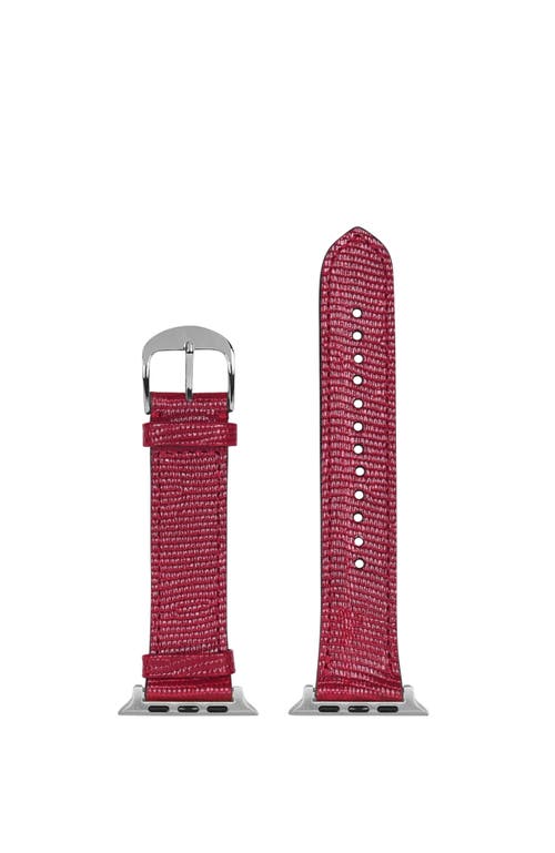 Hyer Goods Upcycled Leather Apple Watch Band In Red/silver2/44