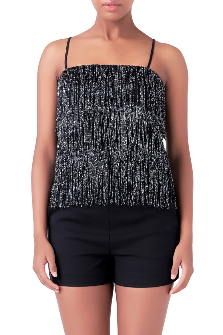 Beaded Fringe Top, Main, color, BLACK