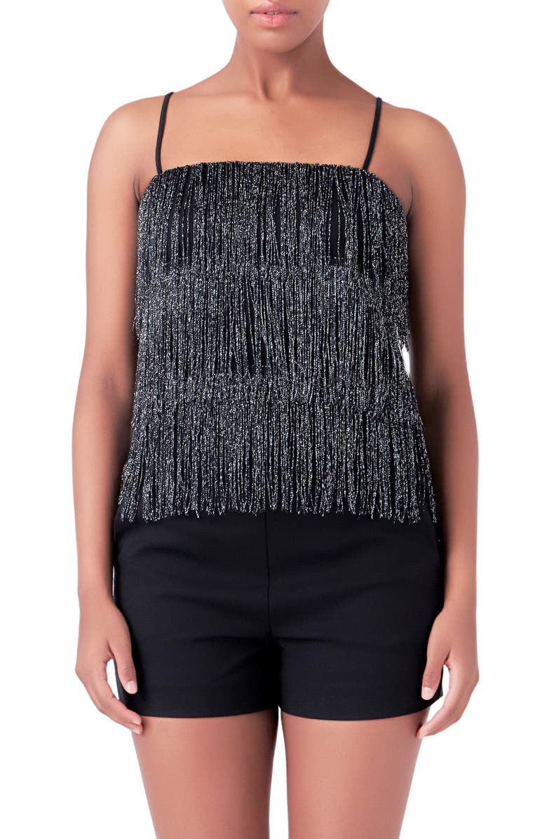 Endless Rose Beaded Fringe Top, Main, color, Black
