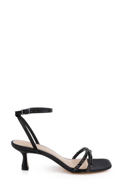 Jewel Badgley Mischka Marley Ankle Strap Sandal In Black Satin
